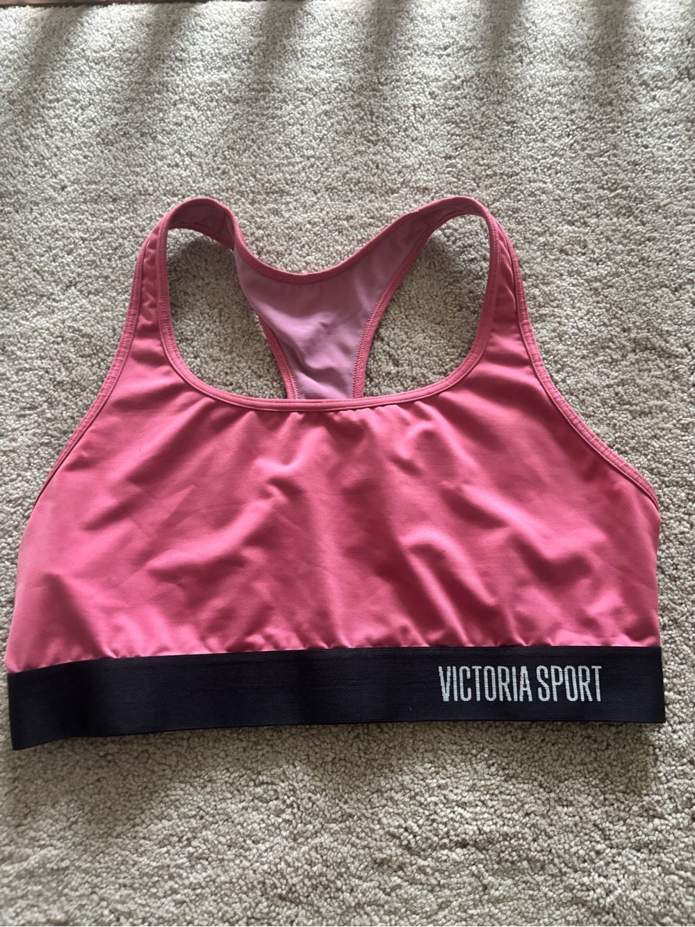 Victoria's Secret Pink Racerback Sports Bra with Black Elastic Band